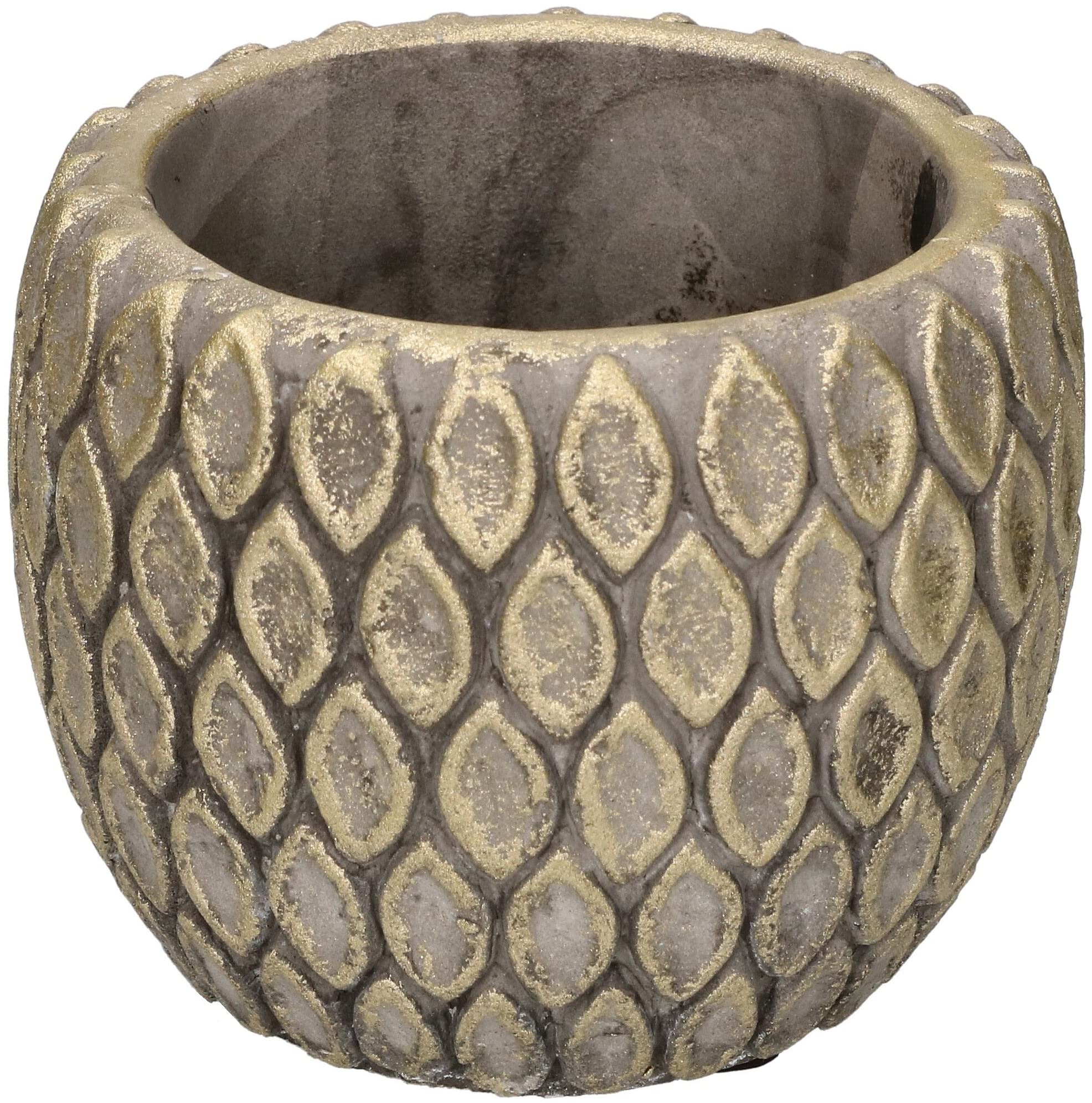 Zestaw 2 szt doniczka osłonka ceramiczna na kwiaty ozdobna beż-brąz ø 14cm - KOTARBAU - 3