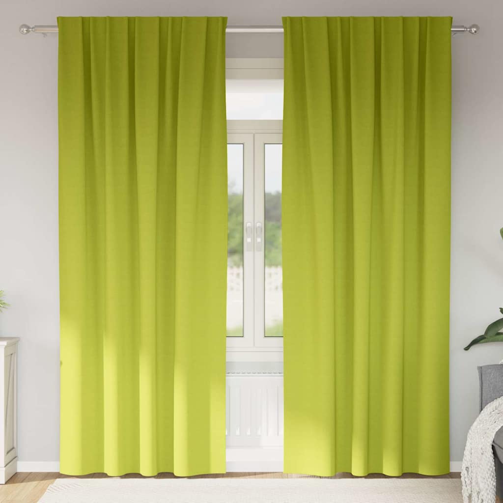 Firany blackout z kółkami 2 pcs Zielony 245 x 140 cm Poliester vidaXL