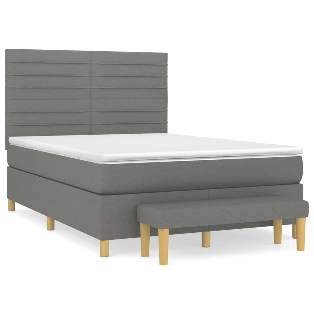 Lit à sommier tapissier rembourré avec matelas en tissu couleur crème