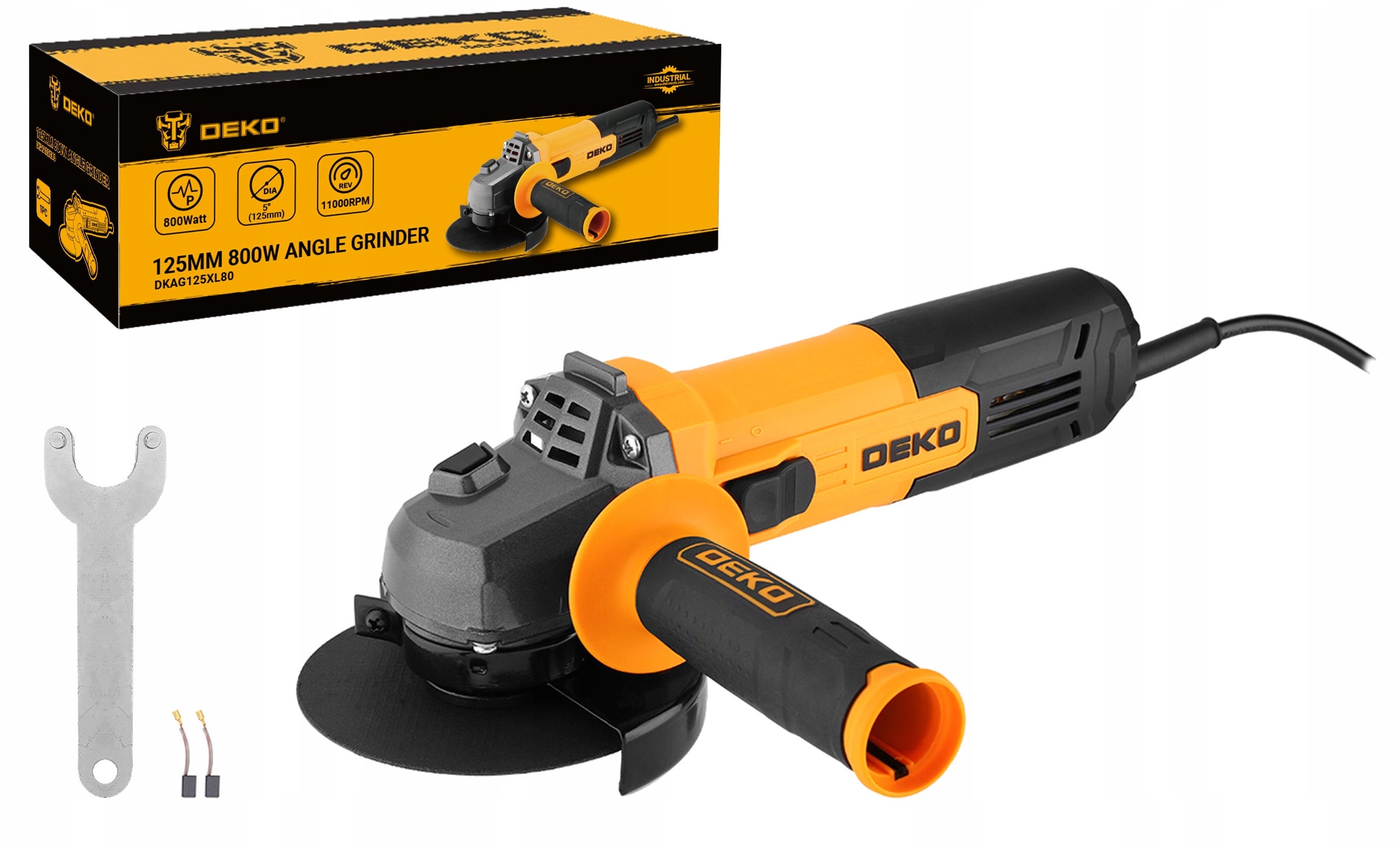 Szlifierka kątowa przewodowa 800 W 11000 obr./min 125 mm DEKO DKAG125XL80
