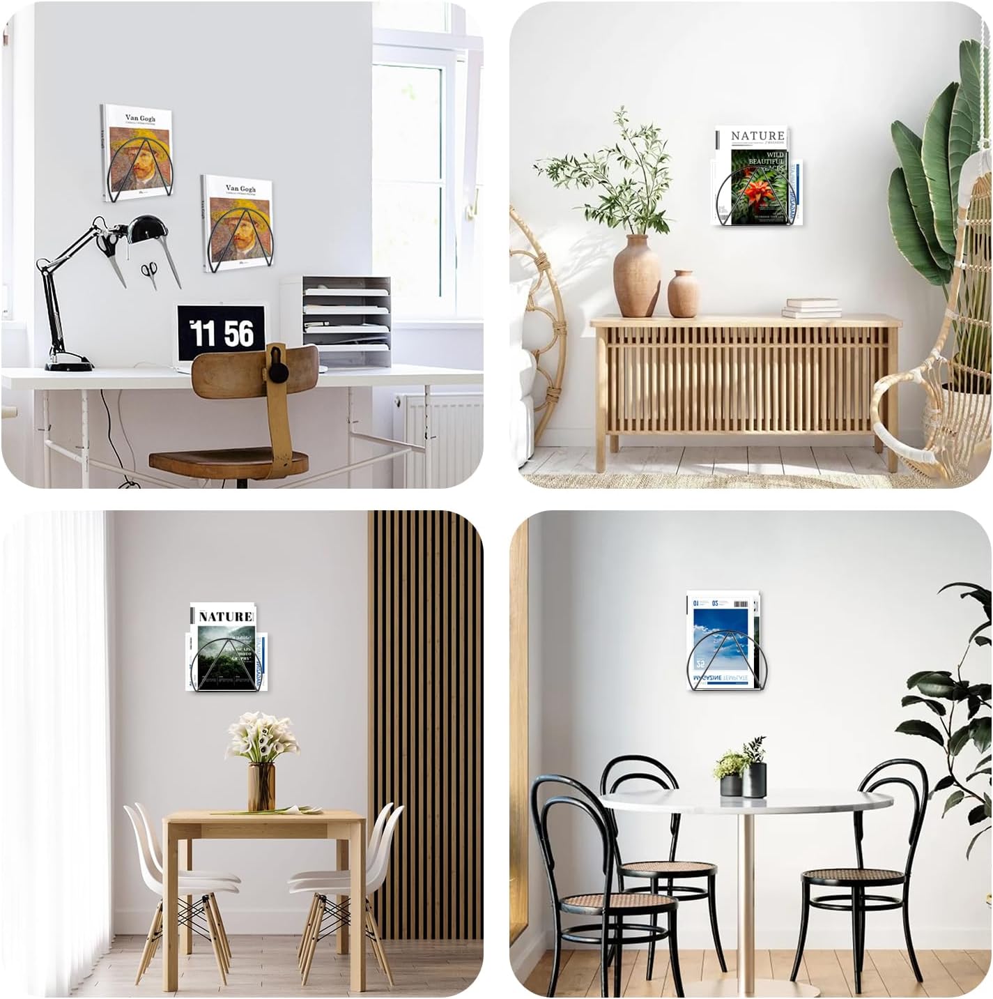 Porte Revue Mural, Support Magazine Métal, Porte Revues Rangement Murale, Magazines Suspendu Étagères Murales Présentoir, 1 Pièce, Noir - 6