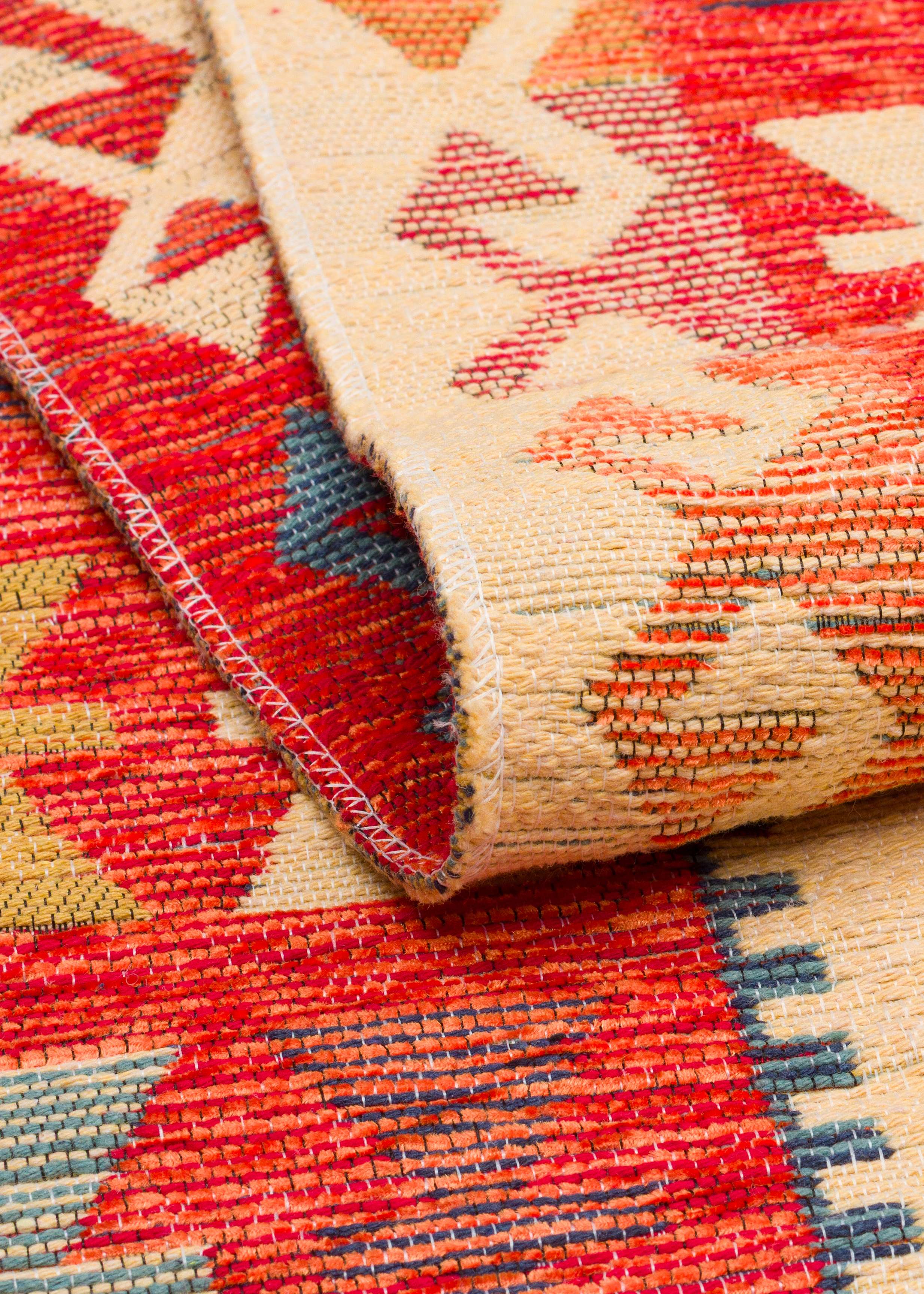 OTTOMAN - ALFOMBRA KILIM NOMADA NMD 903 RED- kilim auténtico suave al tacto, reversible y lavable, elaborados con algodón reciclado. Varias medidas. - 3