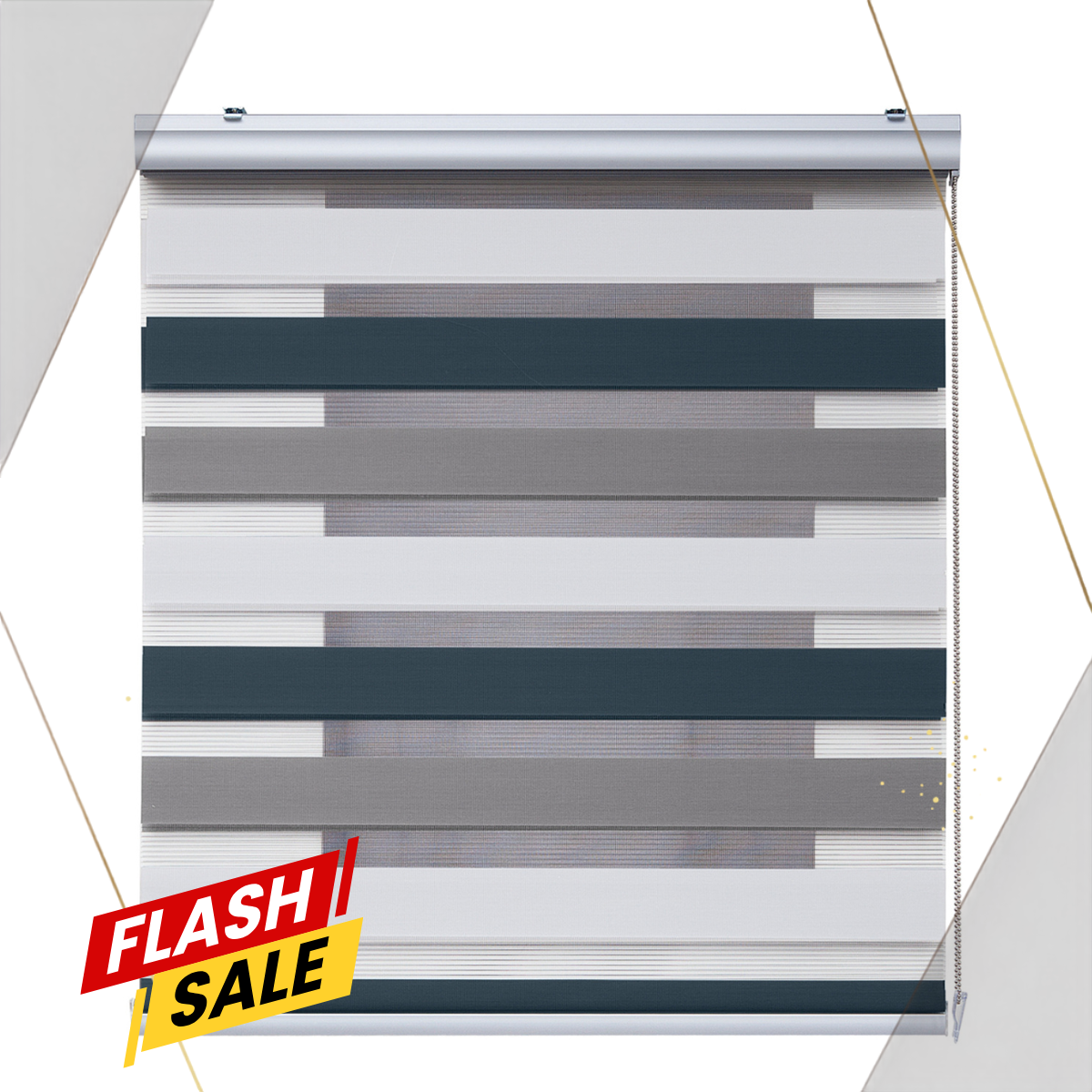 Roleta Dzień i Noc Premium, z aluminiowym wykończeniem, biało-taupe-grafitowa, 140x250cm