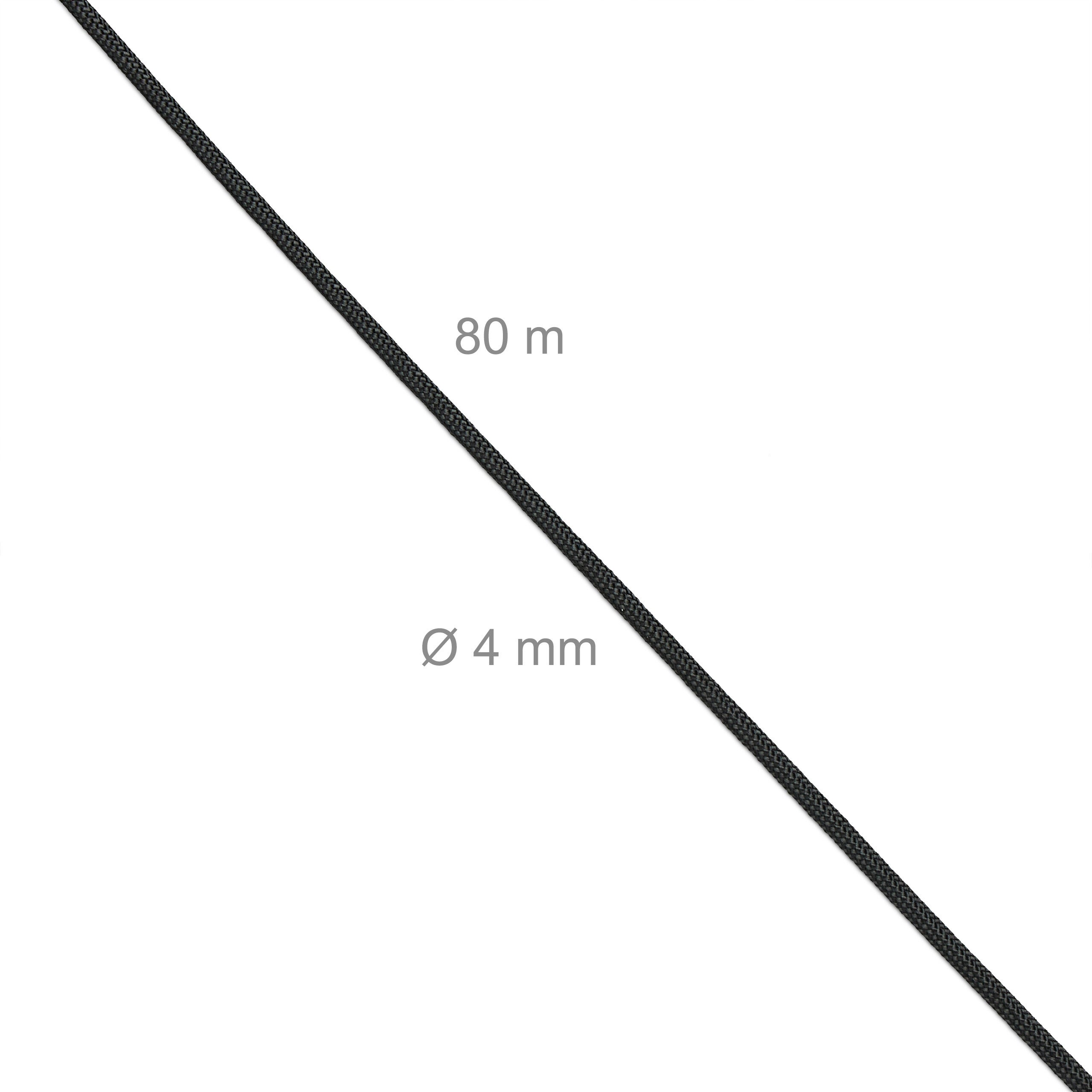 Corde paracorde en nylon, 80 m x 4 mm, anti-déchirure, type 3, 9 brins intérieurs + 32 extérieurs, jusqu'à 250 kg, noire, Relaxdays - 4