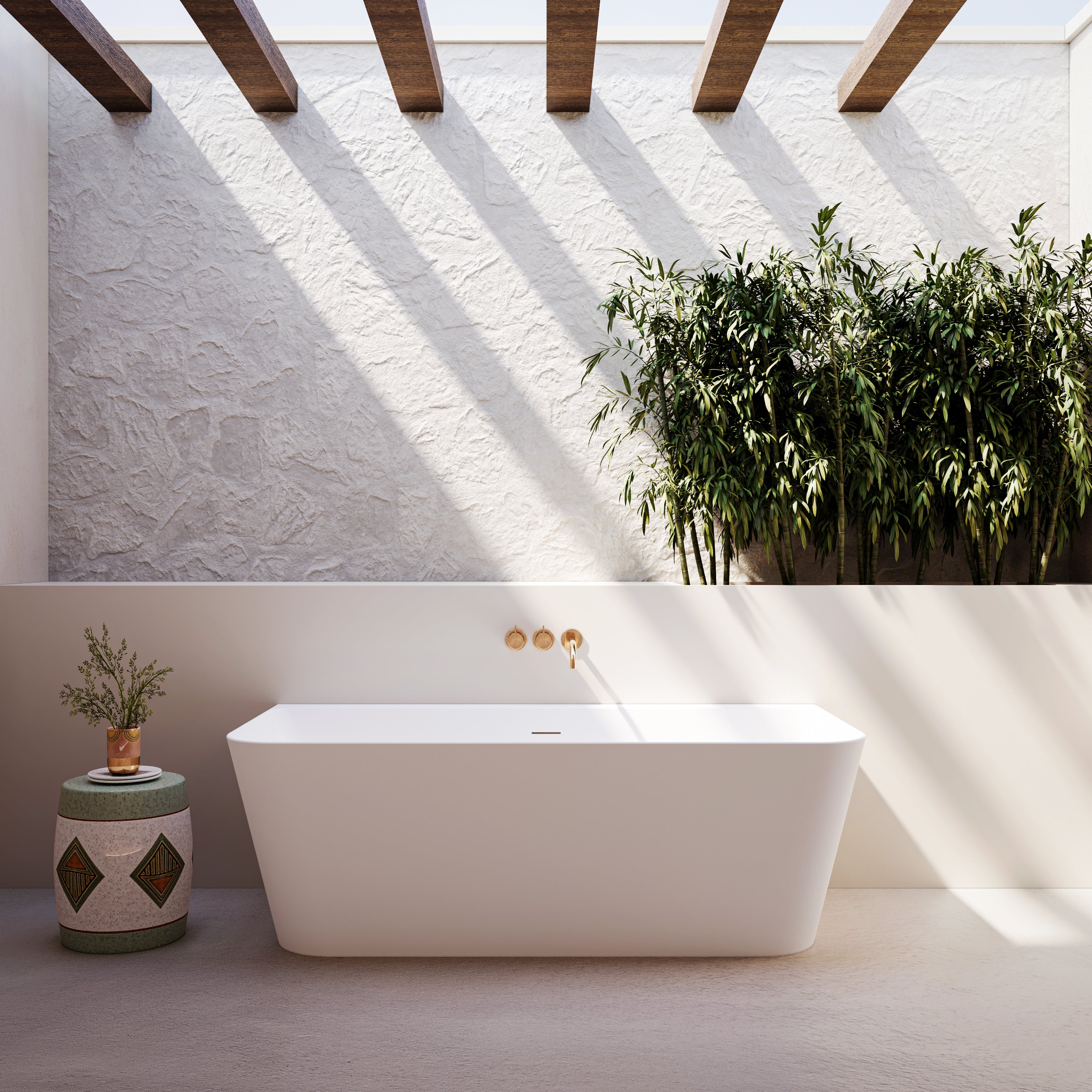 METROPOLE, Bañera semi-exenta SERENO blanco - 170x80cm - 2