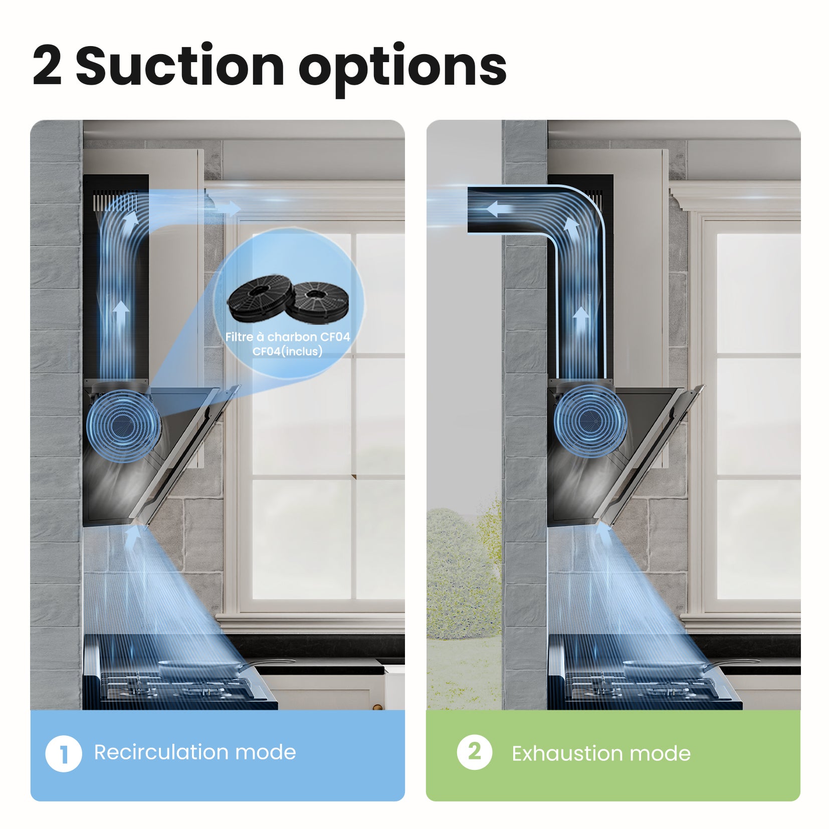 COMFEE Hotte Aspirante Inclinée 60cm - 400m³/h - Commandes Sensitives - 3 vitesses - 2 Filtres à Charbon - Verre Noir - 4