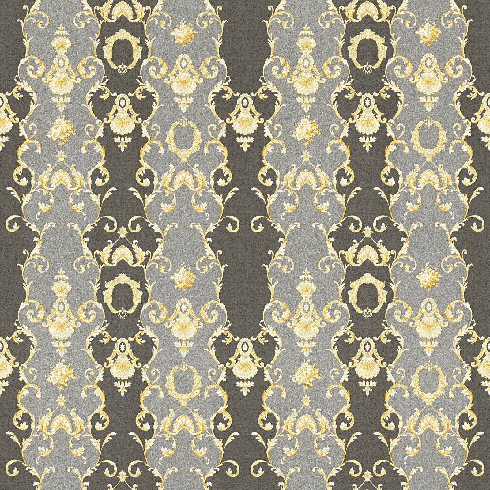 Papel pintado barroco oro, negro y gris - 53 cm x 10,05 m - a.s. création
