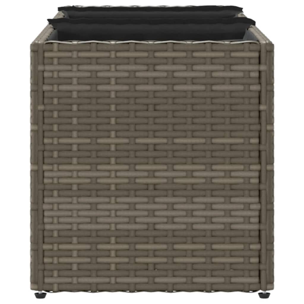 Jardinière bac lit surélevé plantes fleurs terrasse jardin avec 3 pots 105 x 30 x 32 cm résine tressée gris 02_0038085 - 3
