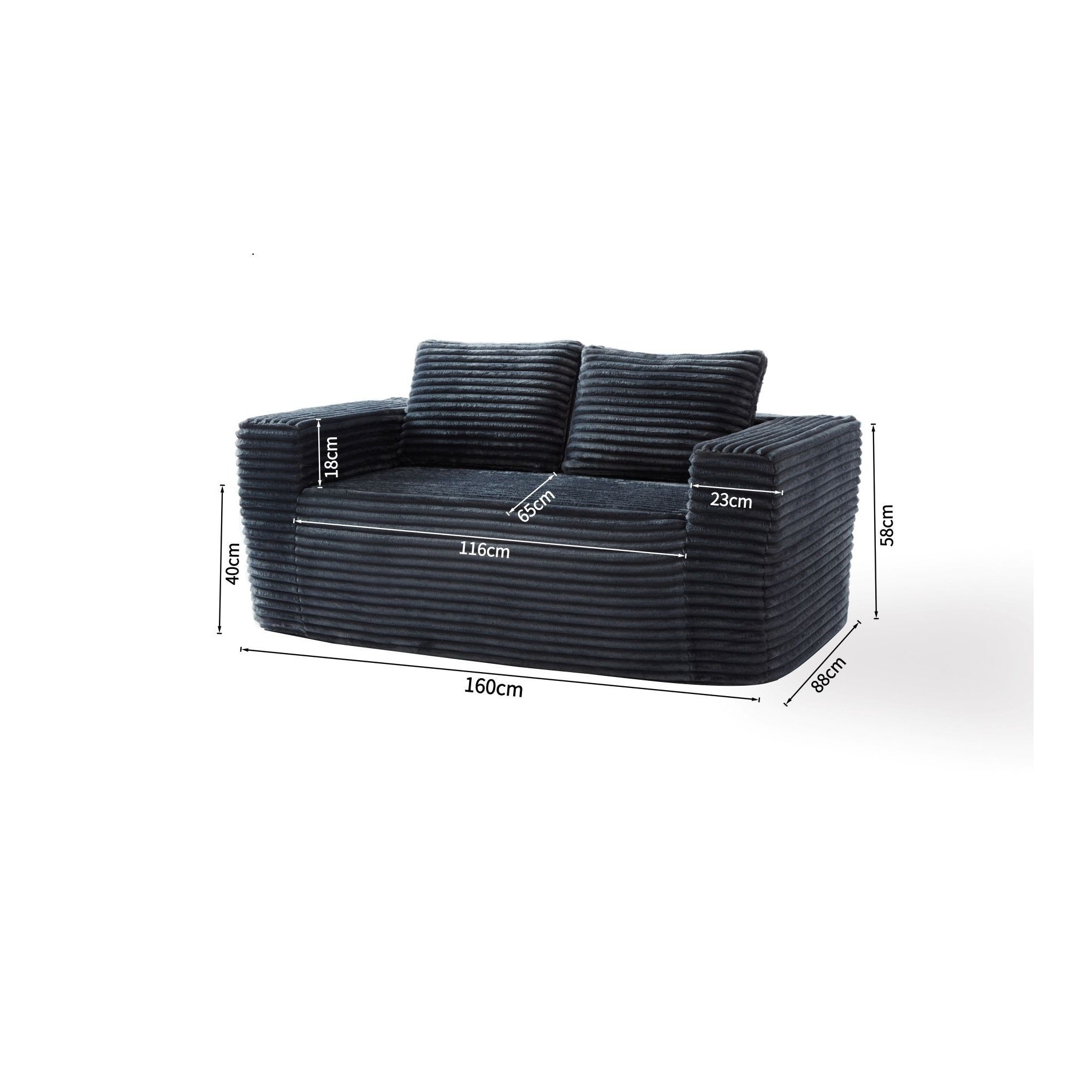 Canapé d'Angle 2 Places 160x88x58cm,canape compresse Velours Côtelé rayures Gris,chaise lounge confortable avec 2 coussins,Sans Ossature&nbsp;Sans Montage - 6