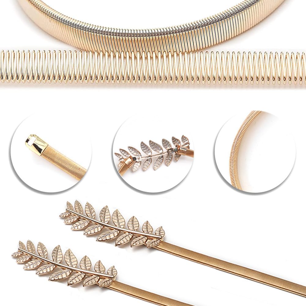 4 Pièces Embrasses de Rideaux, Sangles en alliage réglables, Attaches fenêtre, pinces cordes pour maison, bureau (Feuilles dorées) - 3