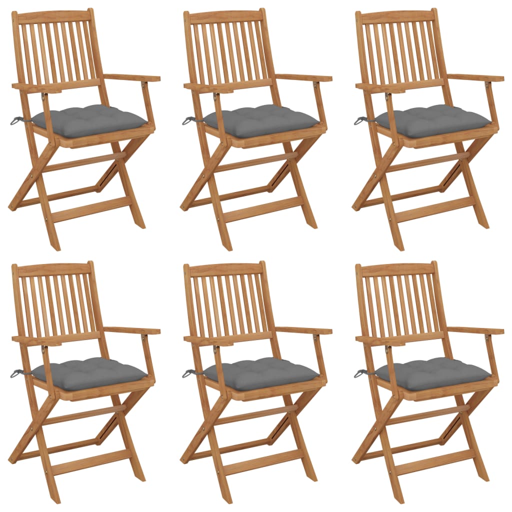 Lot de 6 Chaises pliables de jardin | Siège de Terrasse | Chaise d'extérieur avec coussins Bois d'acacia CFW600937 - 2