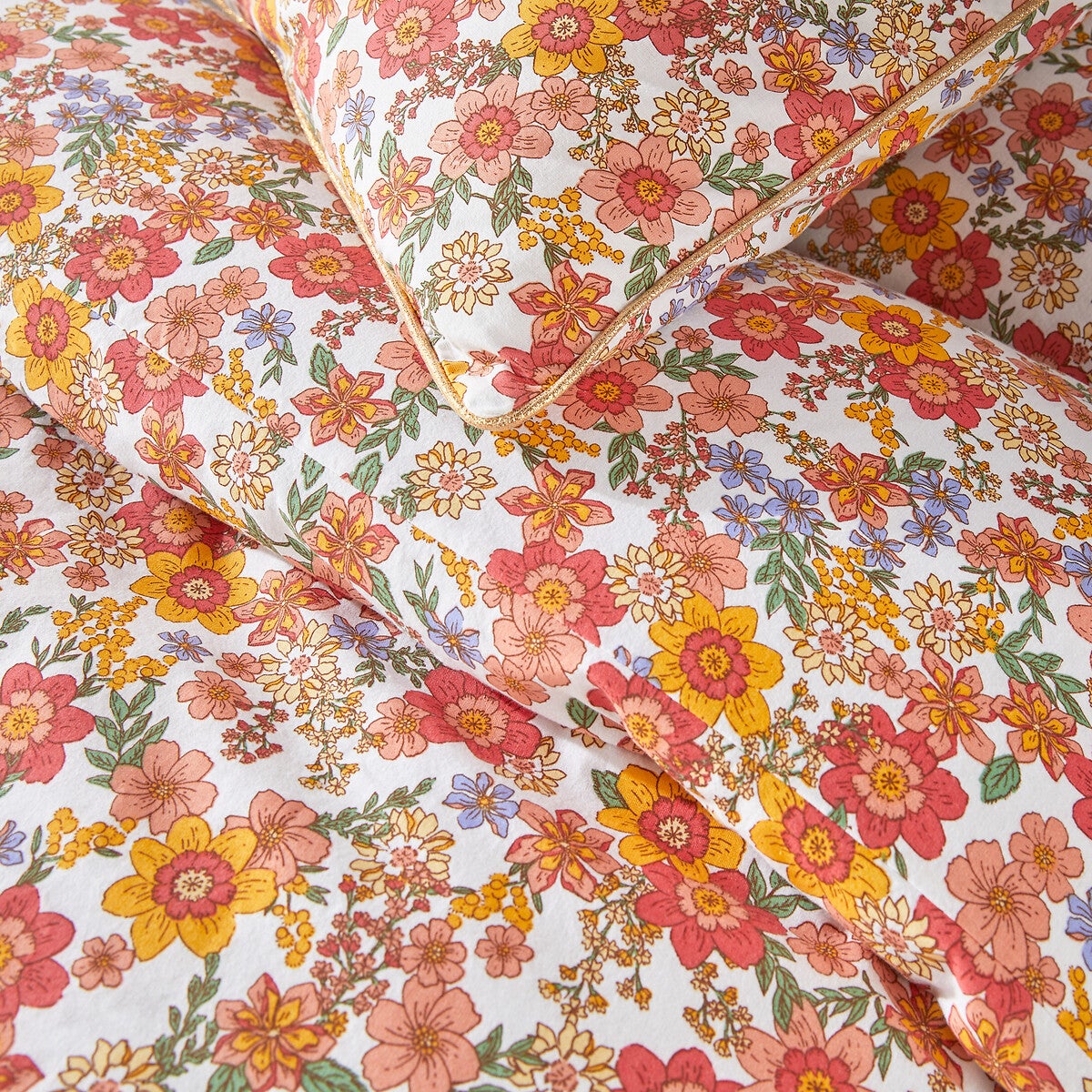 Housse de couette coton lavé, Meredith - Imprimé fleurs - 140 x 200 cm - 2
