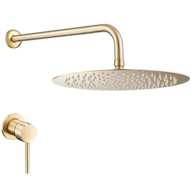 Valaz Douche encastrée ronde or brossé 1 voie - Série Guadiana - 25 cm