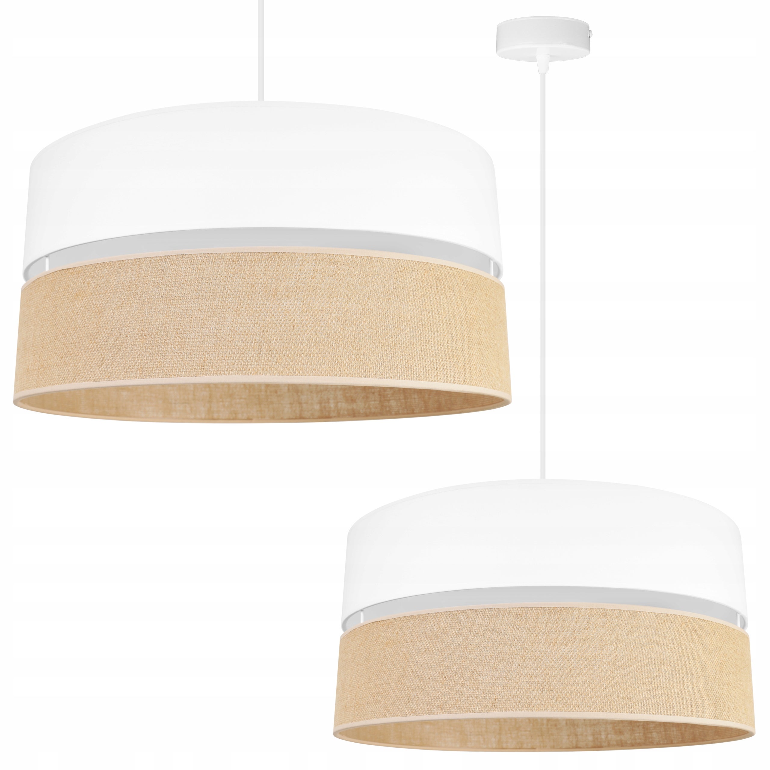 Lampa sufitowa wisząca Juta classy 1xE27 abażur walec biało/beżowy Light Home LH
