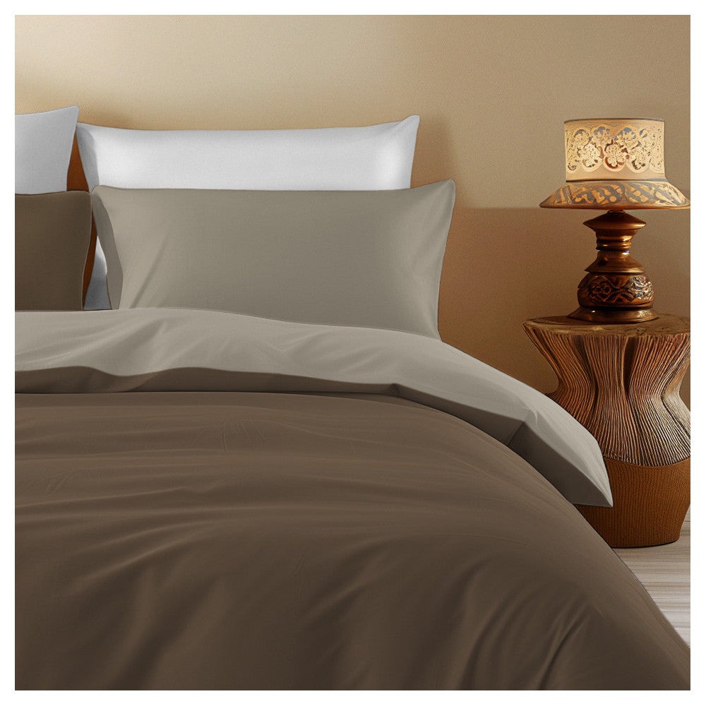 Federe Cuscini Letto Matrimoniale Cotone 40x70 cm 2 PCS, Set 2 Federe Certificato Oeko-TEX in Premium Cotone 110GSM, Morbida e Traspirante, Ipoallergenica -Tortora