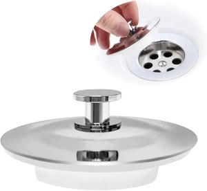 Bouchon Baignoire Universel Acier Inoxydable - Bonde Évier 42-44mm Anti- Corrosion Avec Anneau Caoutchouc