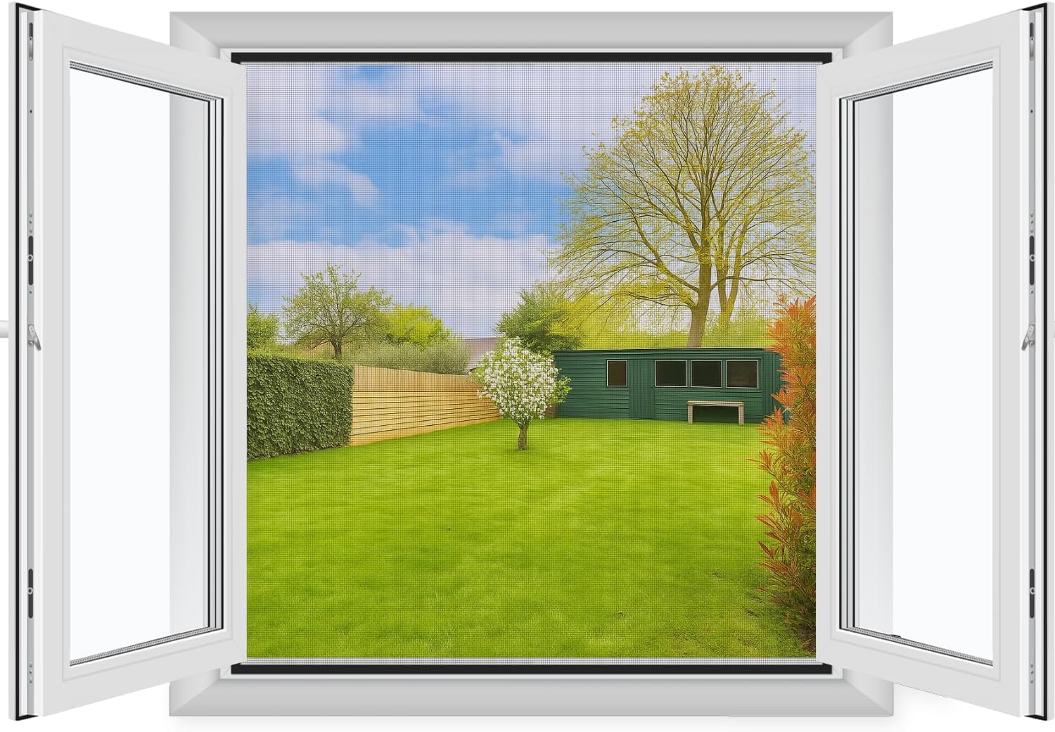 Moskitiera okienna bez wiercenia 120 x 80 cm - przeciw komarom z paskiem klejącym - samoprzylepna - możliwość przycięcia do żądanego wymiaru