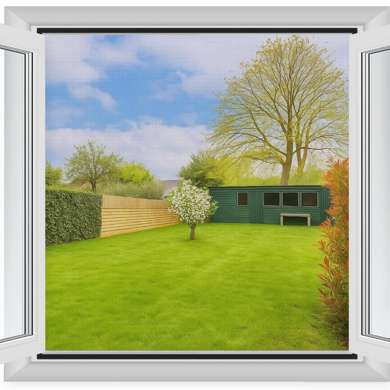 Moskitiera okienna bez wiercenia 120 x 80 cm - przeciw komarom z paskiem klejącym - samoprzylepna - możliwość przycięcia do żądanego wymiaru