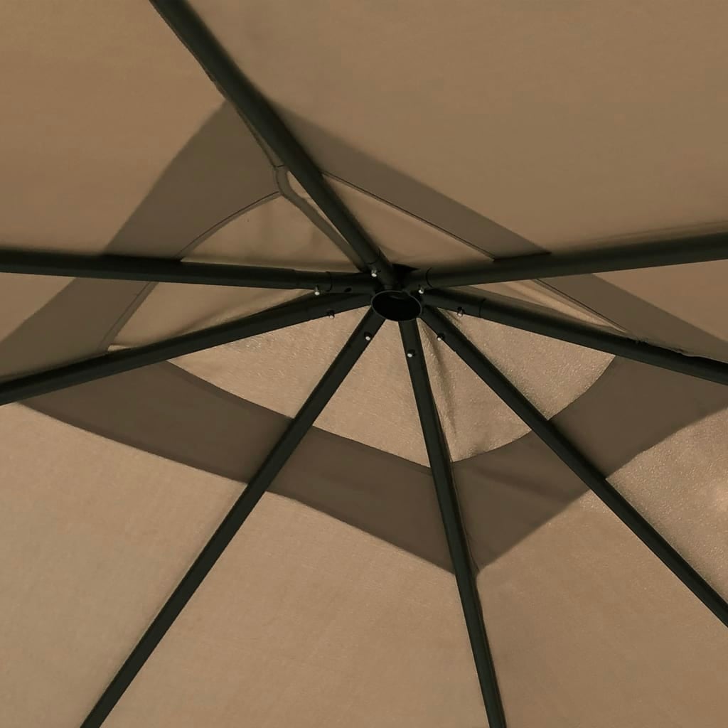 Cenador con revestimiento de postes 3x3x2,6 m Taupe 160 g/m2 - 3