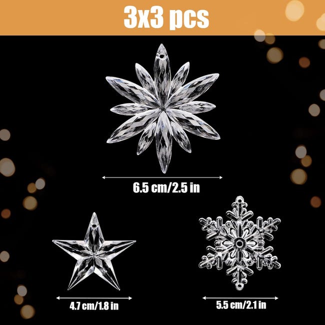 9Pcs Décoration Noël à Suspendre En Acrylique Flocon De Neige Et Etoile Effet Cristal Suspension Pour Sapin Fenetre Chambre Interieure 97656396 9Pcs Décoration Noël à Suspendre En Acrylique Flocon De Neige Et Etoile Effet Cristal Suspension Pour Sapin Fenetre Chambre Interieure 97656396