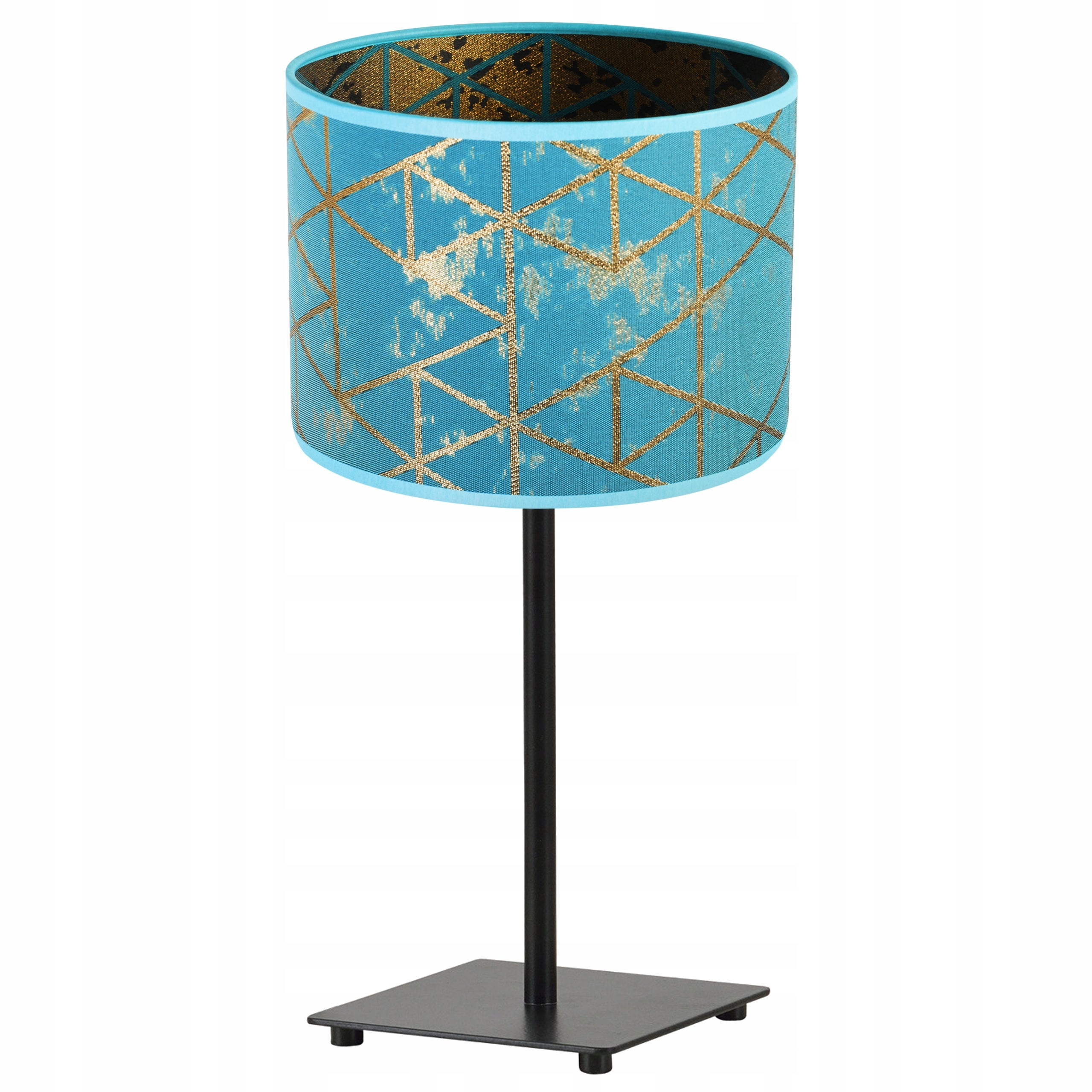 Lampa nocna stołowa Werona Gia 1xE27 klosz owalny wzorzysty niebieski/złoty Light Home LH