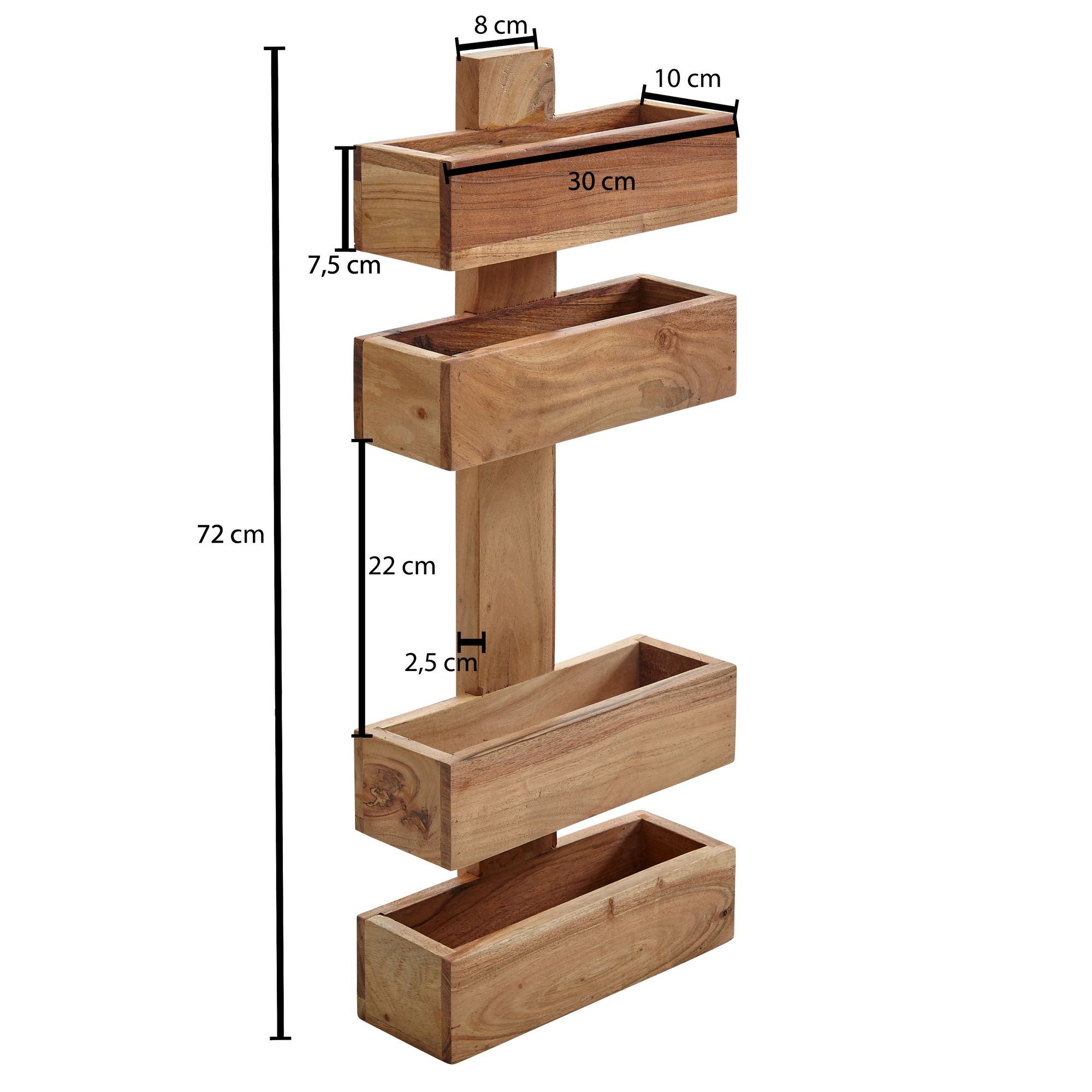 Porte-revues mural 30x10x72 cm en acacia massif - MADURAI - 3