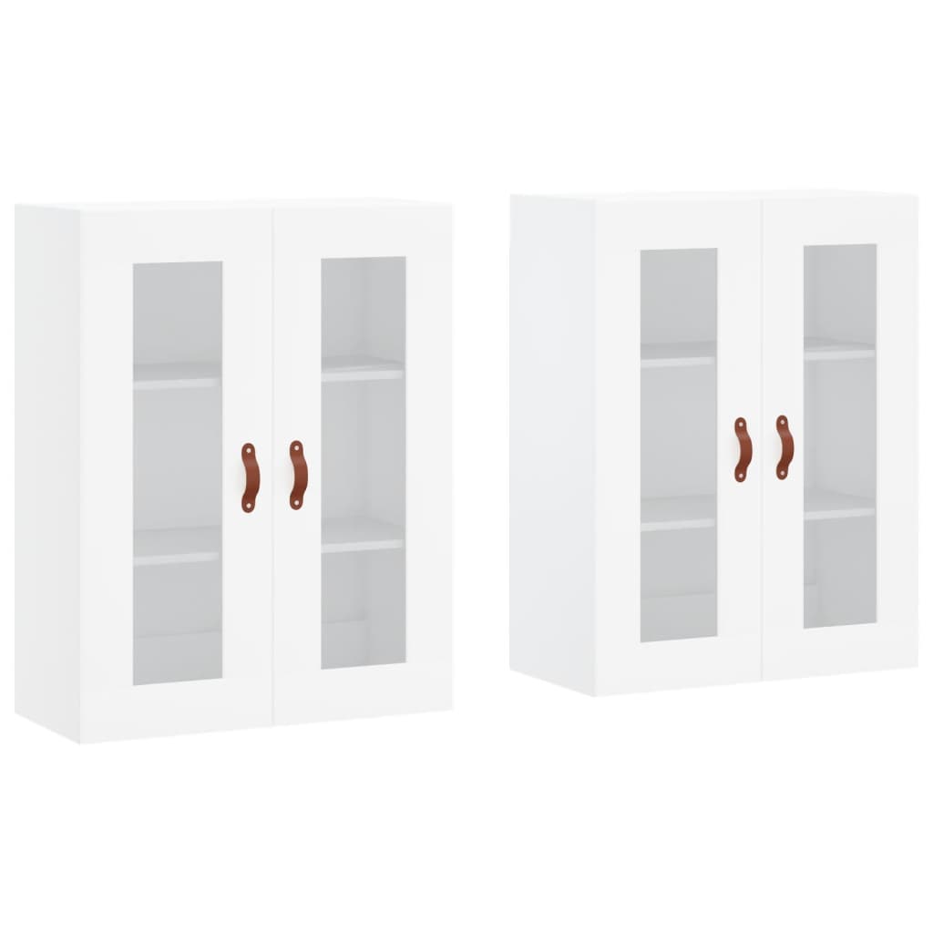 2 pcs Armoires murales Armoire de rangement Armoire suspendue blanc