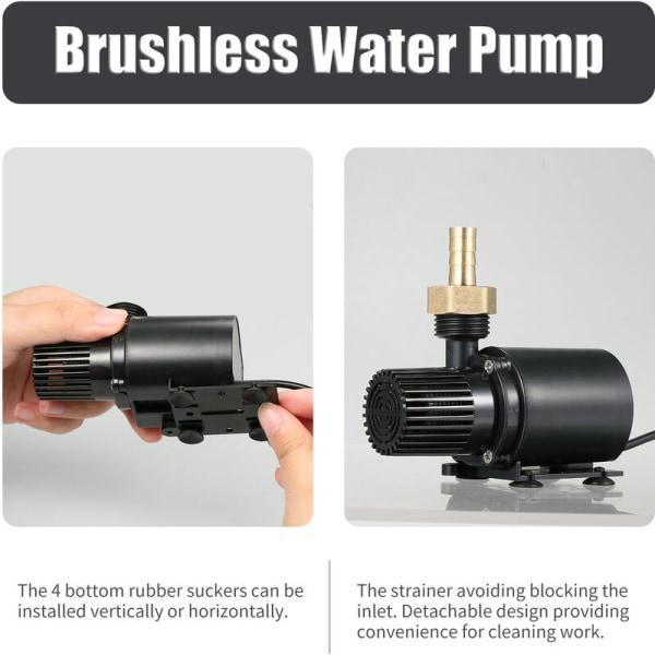 Pompe à eau submersible 800 l/h 5 m DC 12 V, pompe amphibie pour bassin, aquarium, fontaine solaire, piscine, circulation d'eau - 2