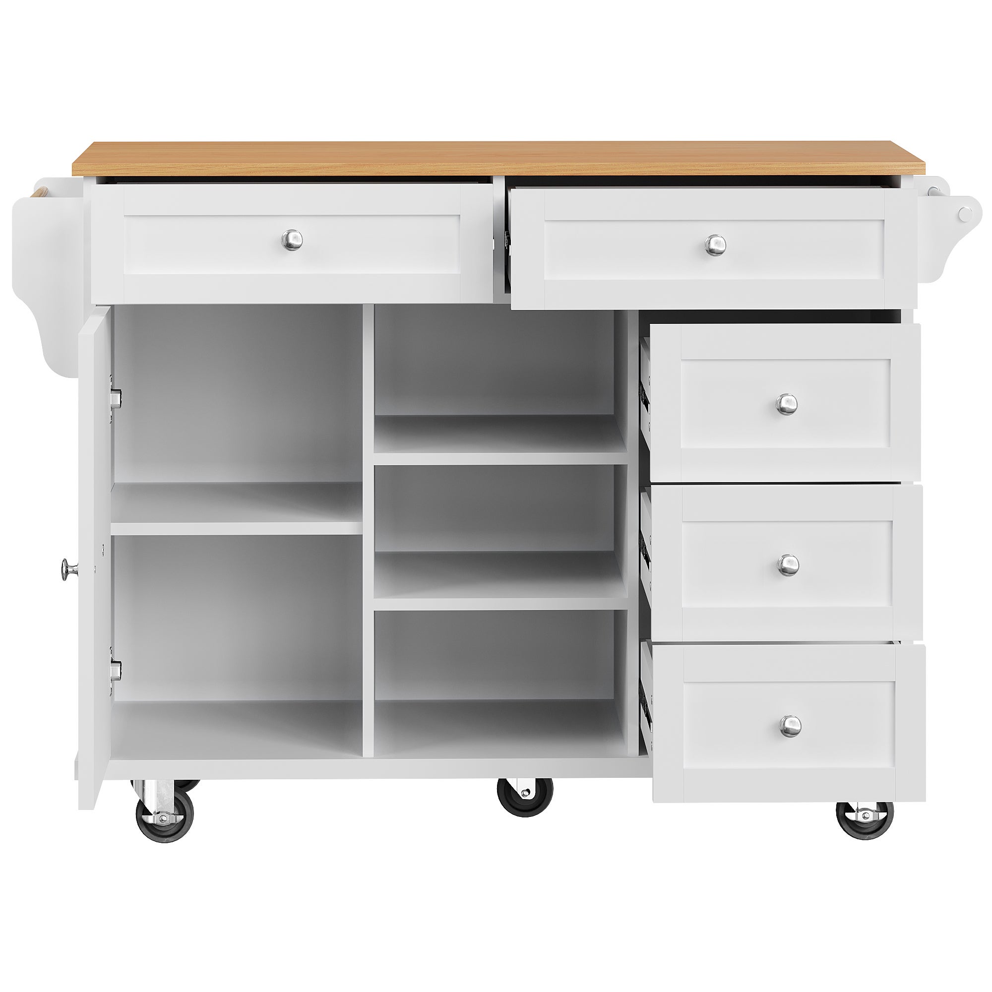 Redom  Isla De Cocina Móvil 134X46x92cm Moderno Cajones Armarios Diseño Dual Móvil Fijo Madera Para Cocina Profesional Blanco/Clara , Leroy Merlin