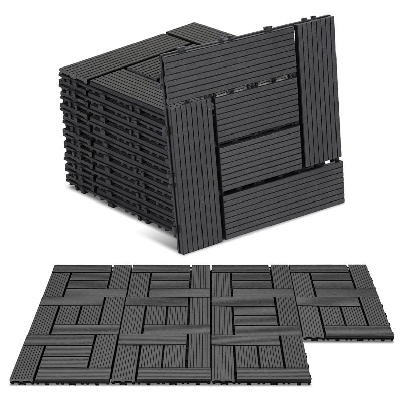Opakowanie 55 antracytowych płytek tarasowych z systemem łączenia elementów – format 30 x 30 cm, do stosowania na zewnątrz, 5 m²