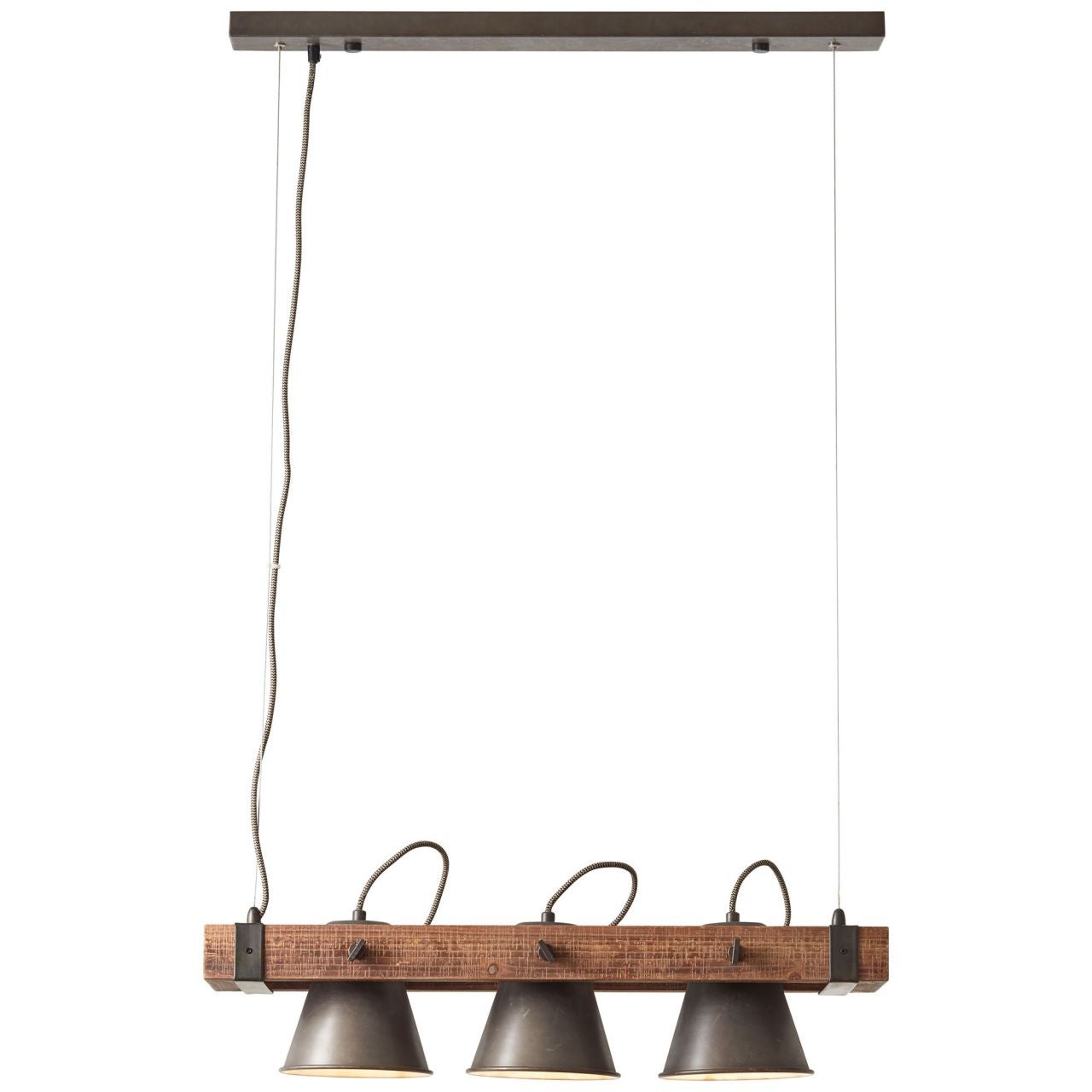 Lampa BRILLIANT, zawieszenie Baker 4-płomienne czarne / kolor drewna, 4x A60, E27, 40W, drewno ze zrównoważonej gospodarki leśnej (FSC)