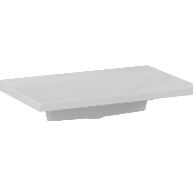 Umywalka wpuszczana EDGE 70 cm biały mat kwarcowa bez otworu