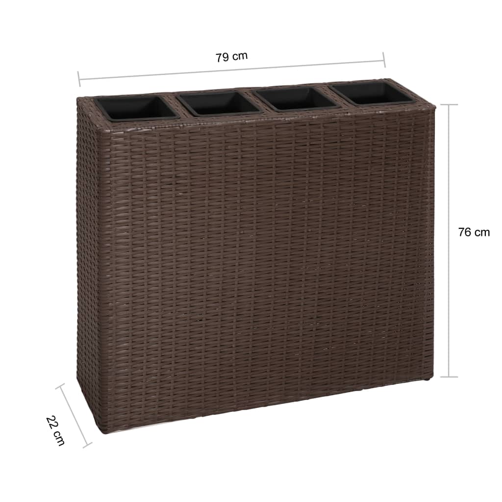 Jardinière，Pot de Fleurs avec 4 pots Résine tressée Marron344355 - 6