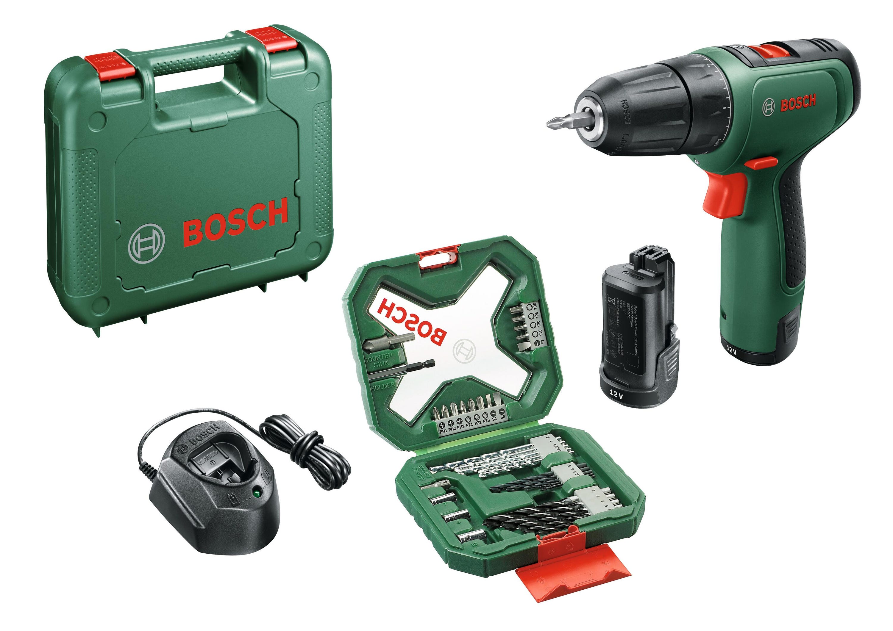 Wkrętarka akumulatorowa BOSCH 12V - 2 akumulatory i Xline 34 - Easydrill 1200