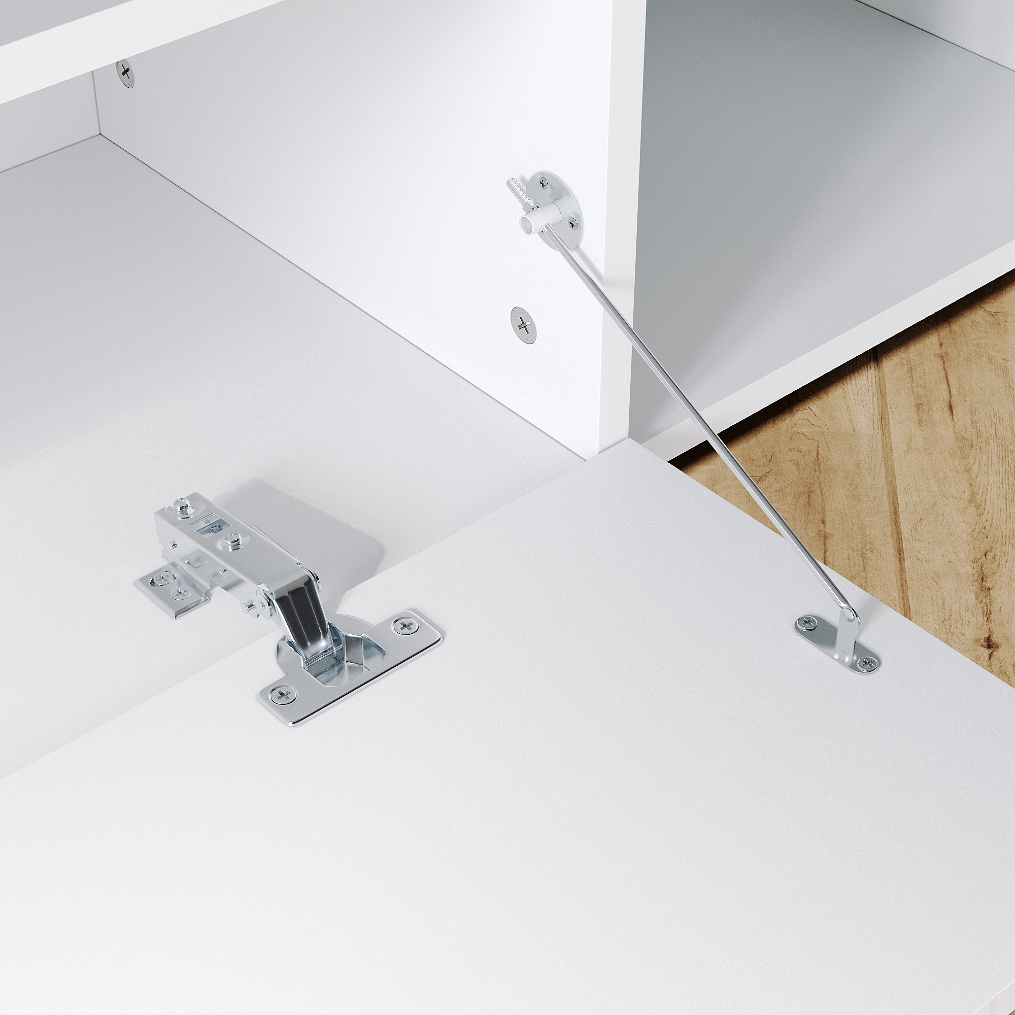 SIRHONA Meuble TV LED Rangement Moderne Sans Poignées + Etagères en Verre + Blanc + 160 cm - 6