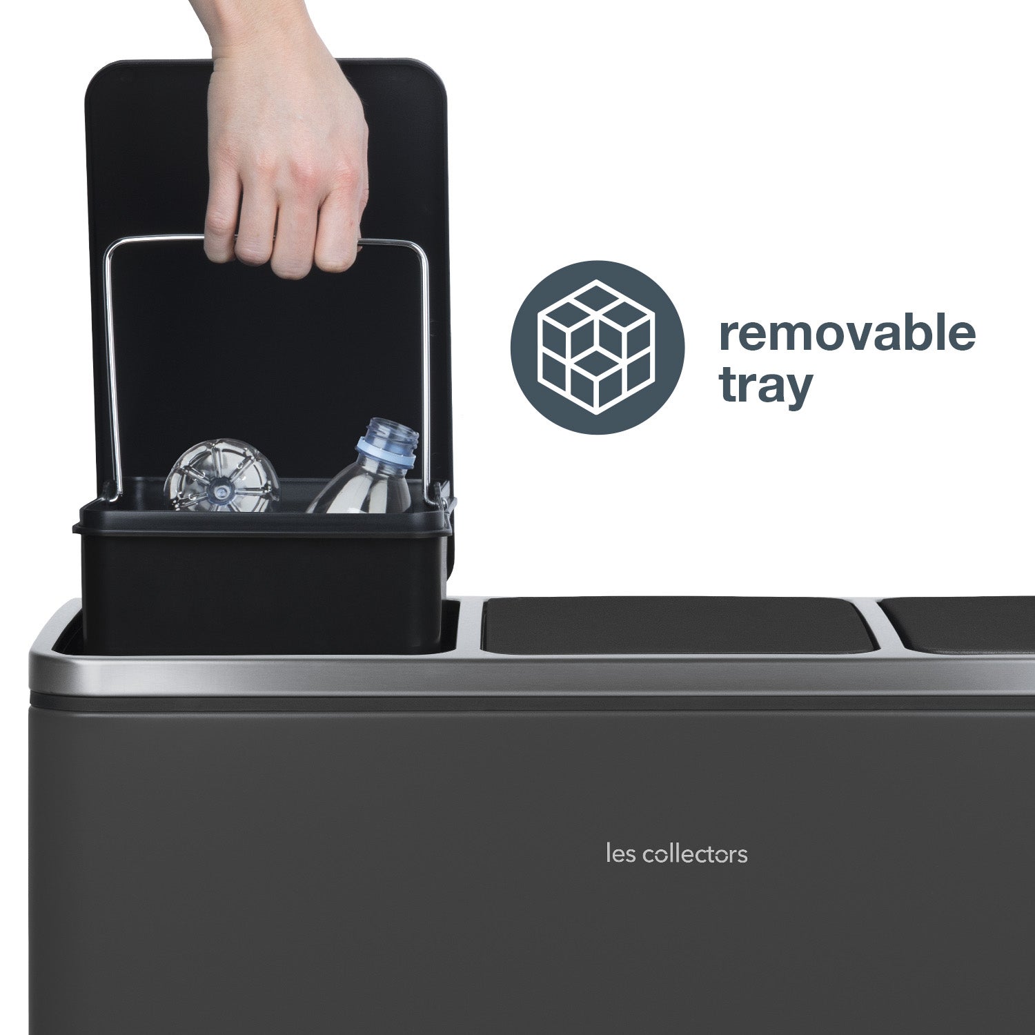 Les Collectors Pattumiera N°990 con 3 scomparti, grigio antracite - 5