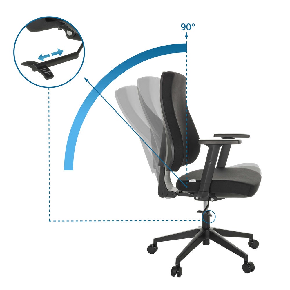 Sedia da ufficio / Sedia girevole MATHES Tessuto Nero hjh OFFICE - 2