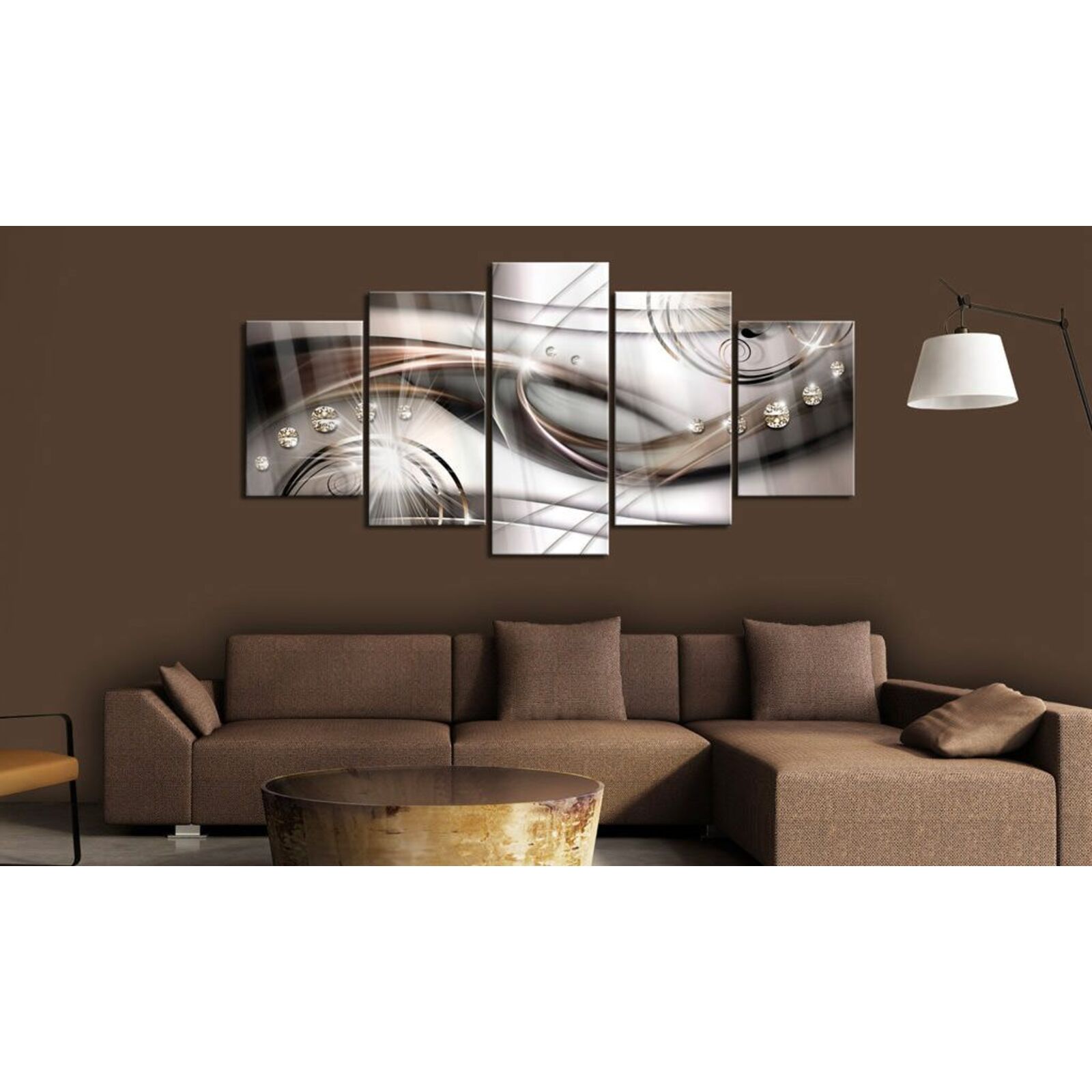 Tableau sur verre paillettes marron - 200 x 100 cm - 2