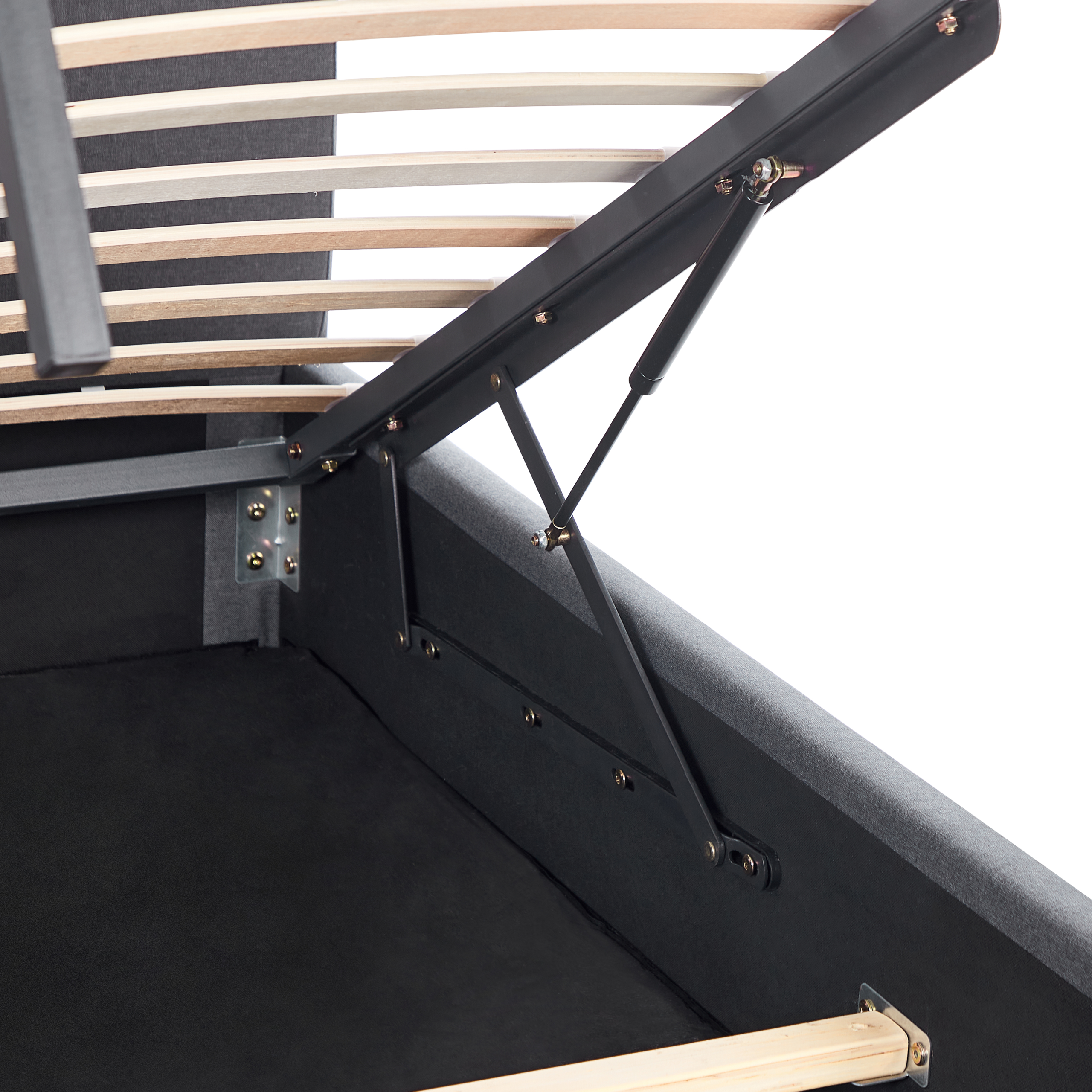 Letto contenitore Tessuto RENNES 140 x 200 cm Grigio scuro - 7