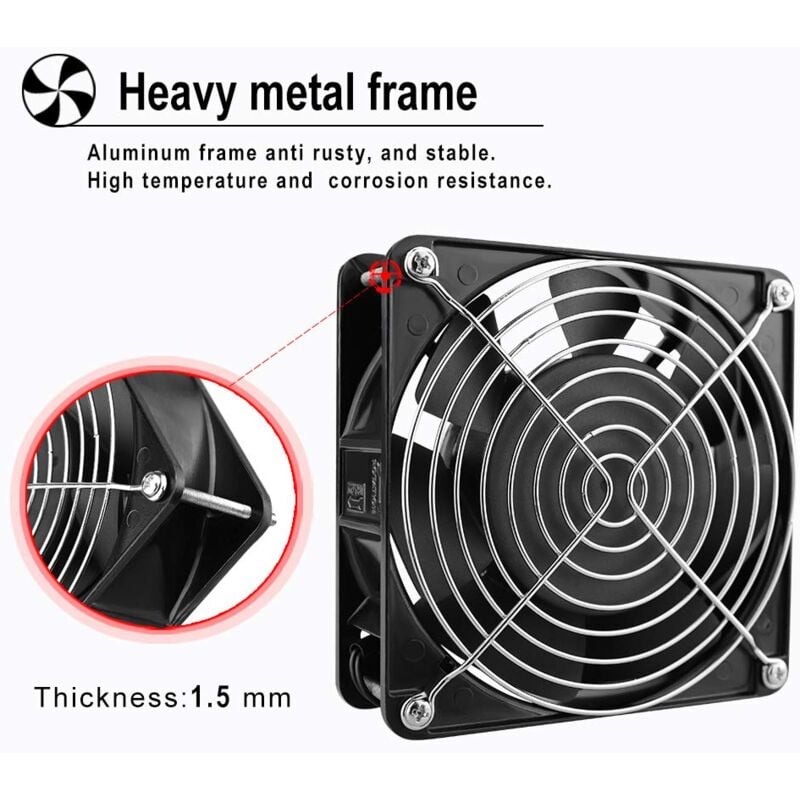 Ventola Assiale Per Camini E Stufe – Alta Temperatura 120x120x38 Mm, Lame In Metallo, Funzionamento Silenzioso Per Cassette E Inseriti