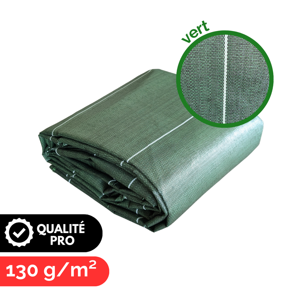 Toile de paillage tissée Longueur 25m Largeur 3,3m Couleur Vert 130g m2 Grande Largeur Similaire Geotextile Résistant ZENLYS - 7