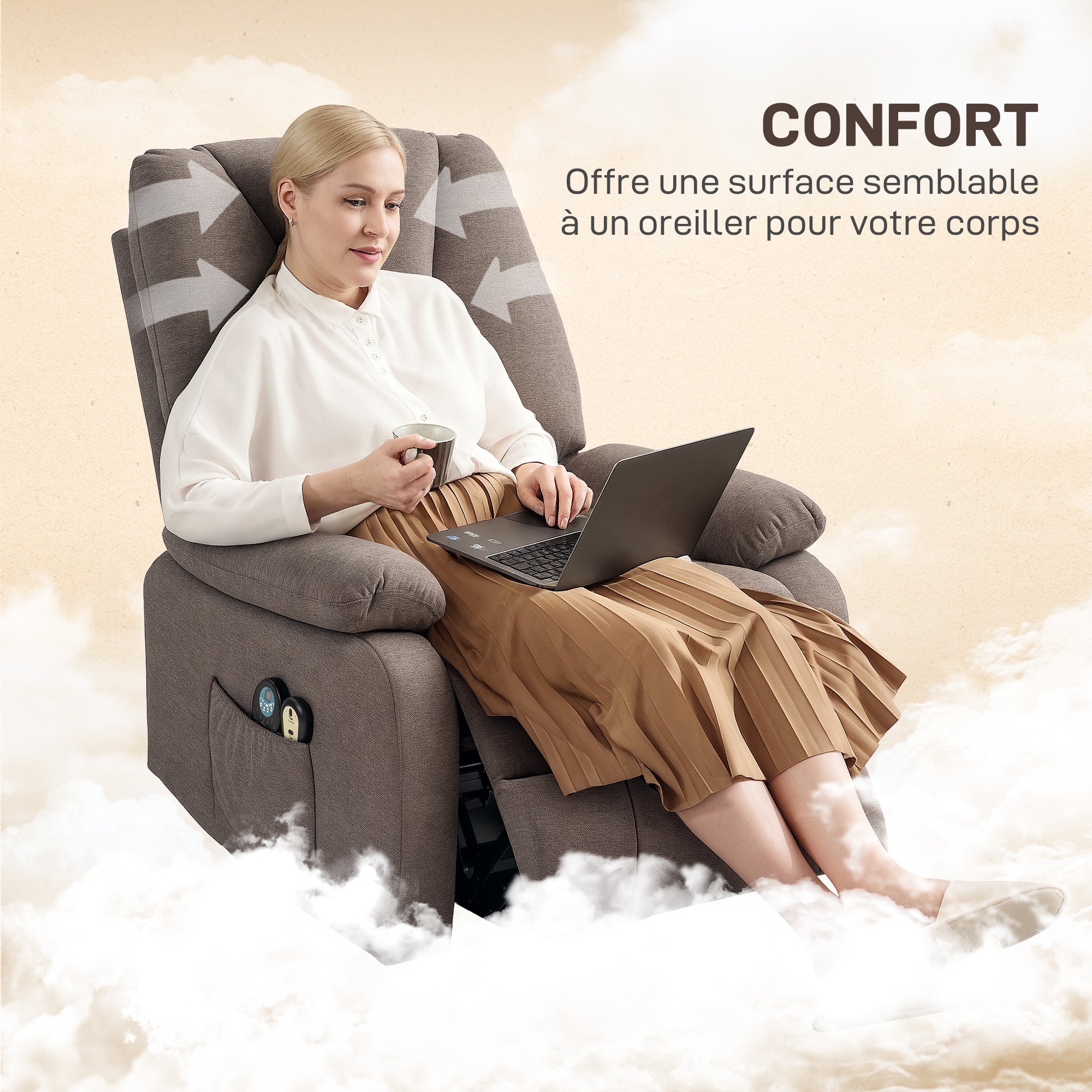 Fauteuil releveur électrique Lin (100% polyester) HOMCOM - 7