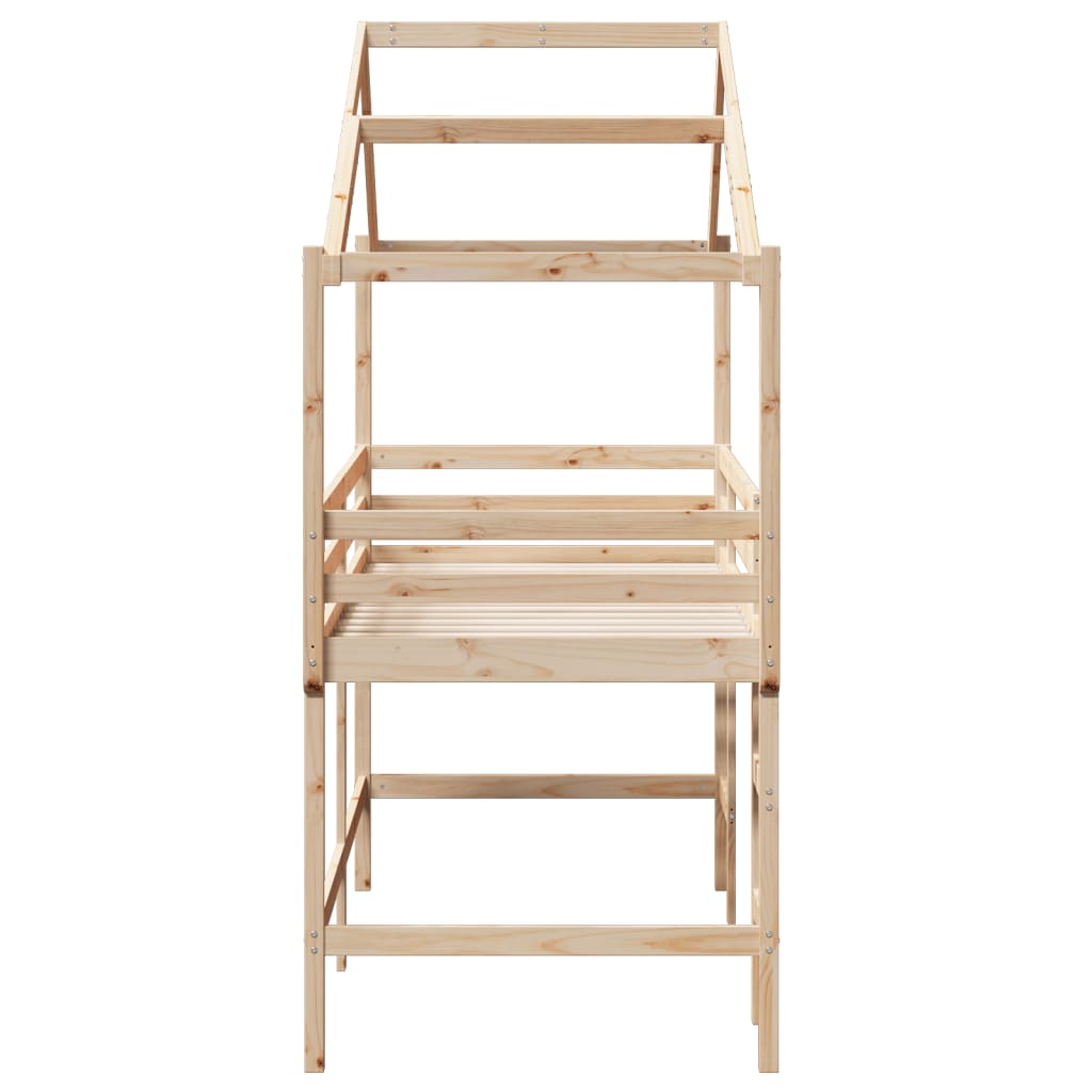 Lit superposé et échelle et toit 90x190 cm bois de pin massif - 6