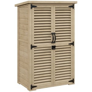 Armoire de jardin 2 portes persiennes 2 étagères bois pré-huilé