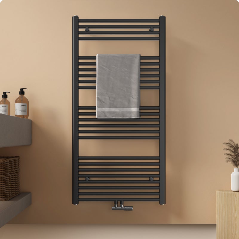 EMKE Grzejnik Łazienkowy 598W, 120x60 cm, 6 bar, do 5 m² – Antracytowy