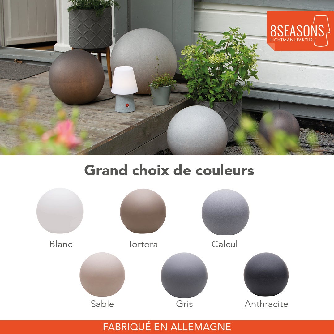 Boule lumineuse Blanc - 50cm - Lampe extérieur solaire - 8 seasons design - 8