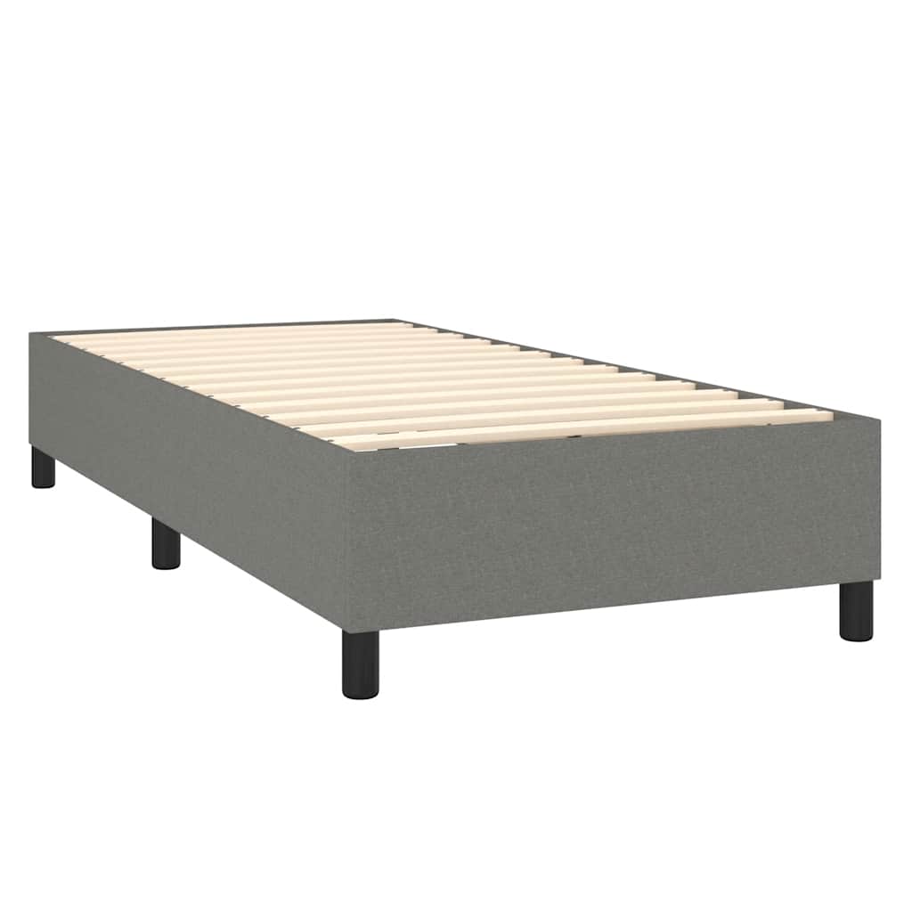 Cadre de lit à lattes en tissu gris foncé, pour la chambre, 100 × 200 cm - 4
