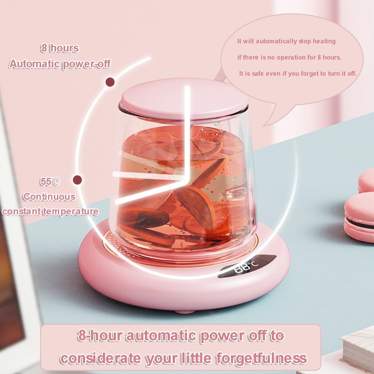 Scalda Tazza USB Con Design Panda - Sottobicchiere Riscaldante Per Caffè E Bevande Calde, Rosa