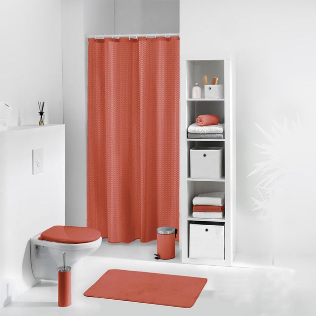 Rideau De Douche Essencia Terracotta 180x200 Cm – Polyester Uni Avec Crochets – Douceur D’Intérieur – Style Élégant & Minimal