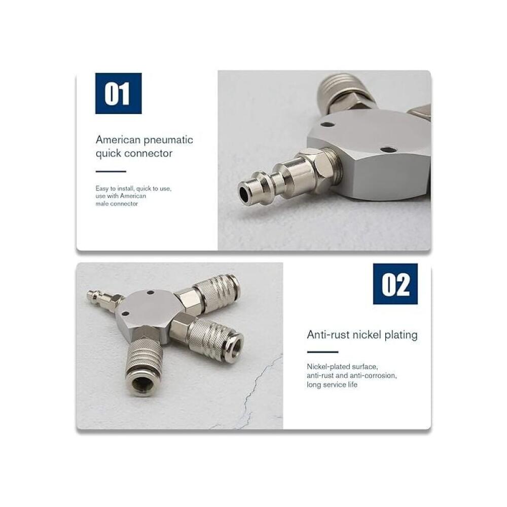Répartiteur à air comprimé en Y - Raccord rapide - 3 voies - Raccord pneumatique - Raccord rapide - 1/4 F - 3
